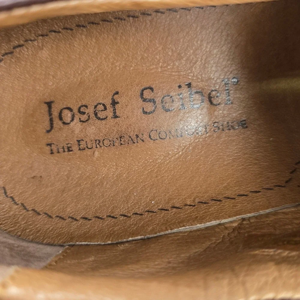 Josef Seibel Mens Brown Leather Fisherman Slip On Shoes EU 43 US 9.5-10 Comfort
